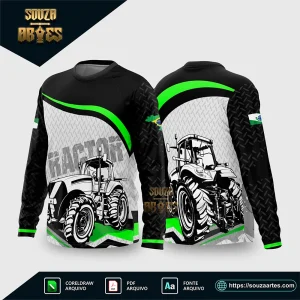 Arte Vetor Camisa AGRO – Trator Preto e Verde 2026