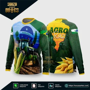 Arte Vetor Camisa AGRO Trator e Milho – Agro Raiz 2026
