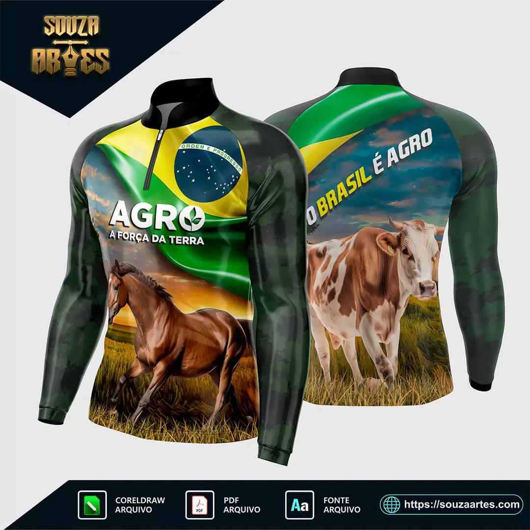 Arte Vetor Camisa Agro 2025 Cavalo e Boi – Brasil e Agro