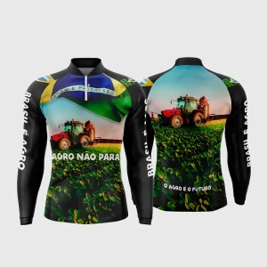 Arte Vetor Camisa Agro Trator e Bandeira do Brasil