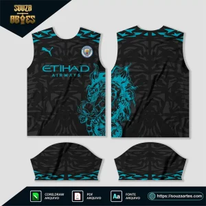 Arte Vetor Camisa Manchester City Conceito Dragon Blue 2024
