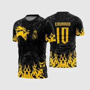Arte Vetor Camisa Para InterClasse Real Madrid Pincel Dragão Amarelo