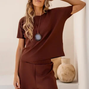 BLUSA MALHA ELEGANCE MARROM