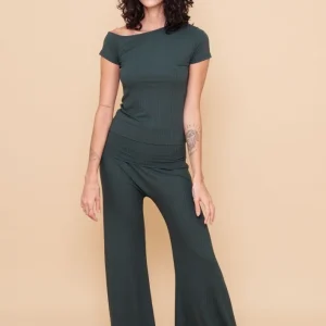 CALÇA FLARE CANELADA VERDE FLORESTA