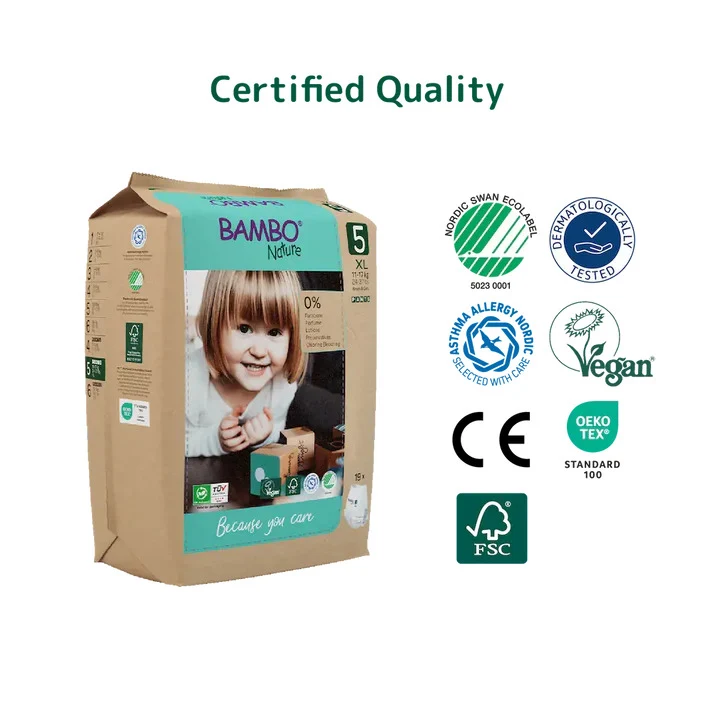 Fraldas Cueca Bambo Nature 5 XL 12-18Kg - 95 unidades - Image 6