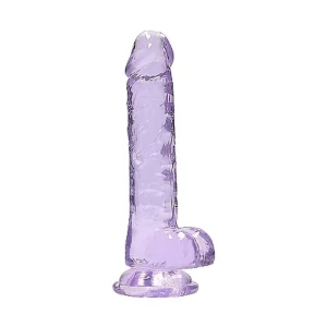 Dildo Realista RealRock Roxo com Testículos | Ultra-Realista com Ventosa | 19cm Ø3.5cm