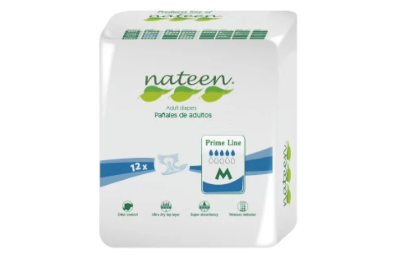 Fraldas Nateen Prime Line - Tamanho M - 12 Unidades