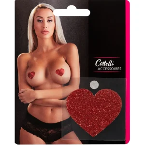 Tapa Mamilos Titty Autocolante Coração Cottelli ❤️✨ Vermelho | Papel e PET | 5,2x4,9cm
